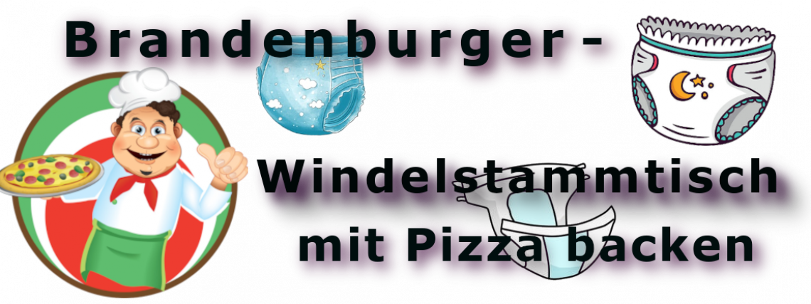 Brandenburger Stammtisch mit Pizza belegen und Windeln tragen