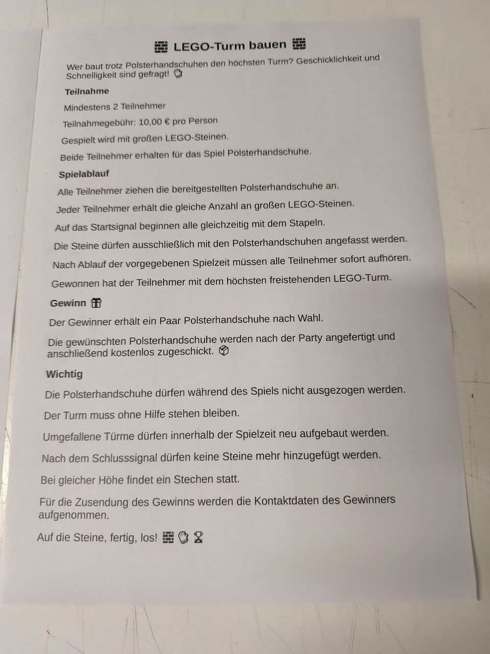 Was an spiele Angeboten werden auf der Sommerkostüm Party am Samstag beim Ab-versand