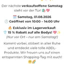 Hi ihr lieben, am Samstag bin ich wieder beim Ab-versand und es gibt am Samstag nur vor Ort und nur Samstag 15% auf alle Bodys